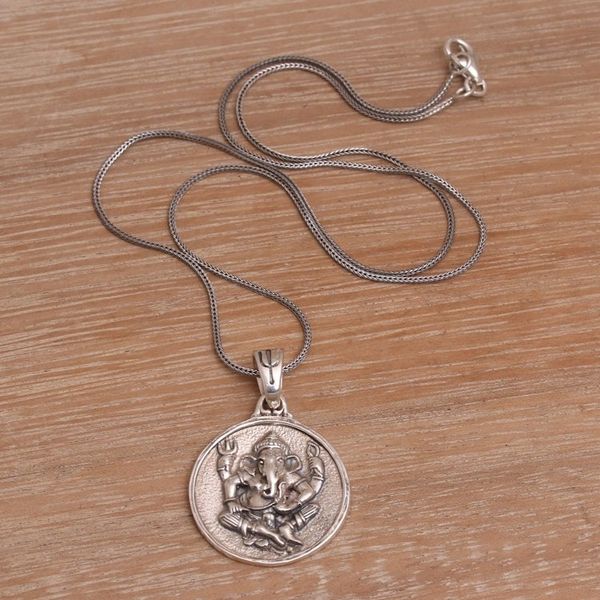 Alternate image for Sterling Silver Hindu Pendant Necklace Gracious Ganesha