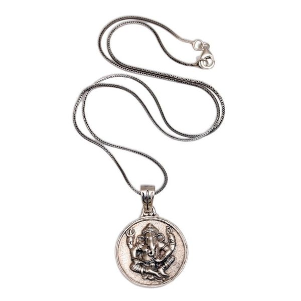 Alternate image for Sterling Silver Hindu Pendant Necklace Gracious Ganesha