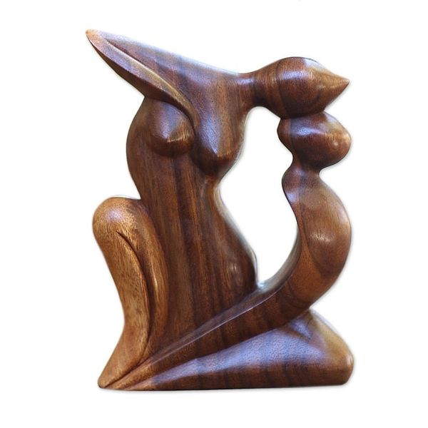 Alternate image for Handcrafted Romantic Wood Sculpture Elegant Kiss