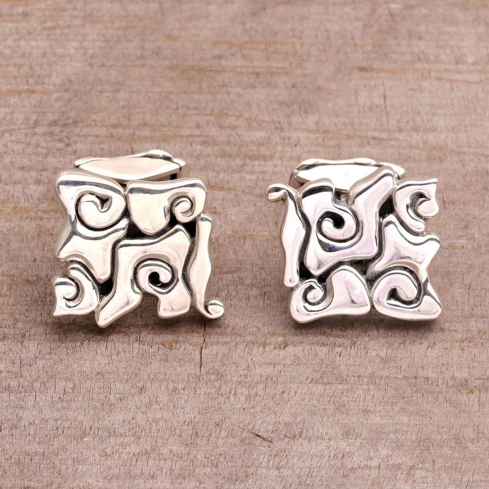 Sterling silver cufflinks 'Bali Clouds'
