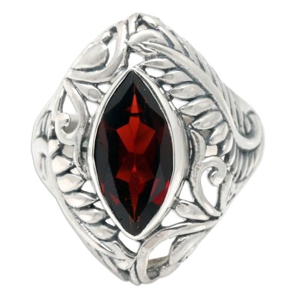 Alternate image for Hand Made Sterling Silver and Garnet Ring Joyous Jungle