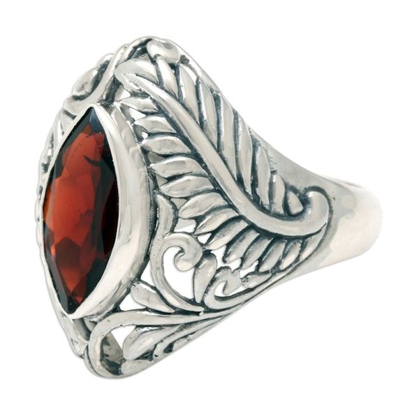 Alternate image for Hand Made Sterling Silver and Garnet Ring Joyous Jungle