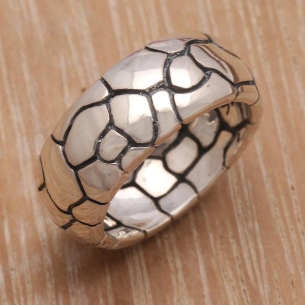 Alternate image for Modern Sterling Silver Band Ring Karma Path
