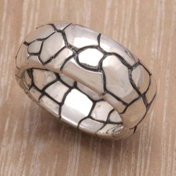 Alternate image for Modern Sterling Silver Band Ring Karma Path
