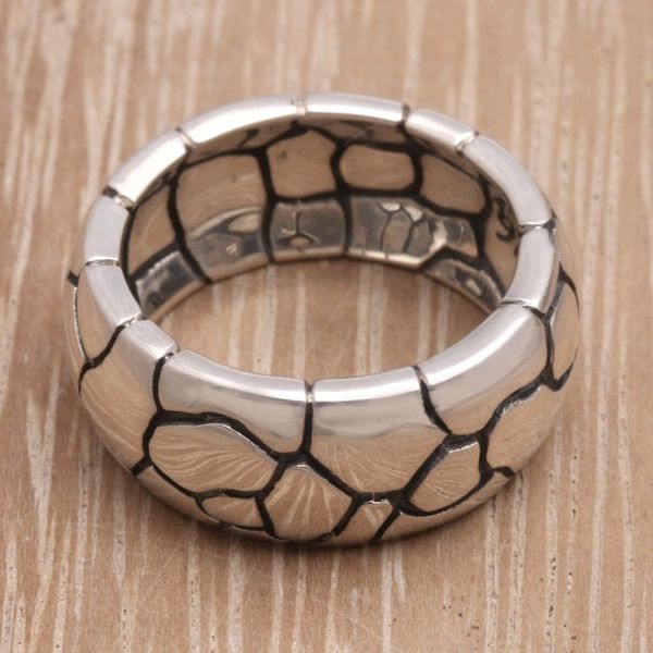 Alternate image for Modern Sterling Silver Band Ring Karma Path