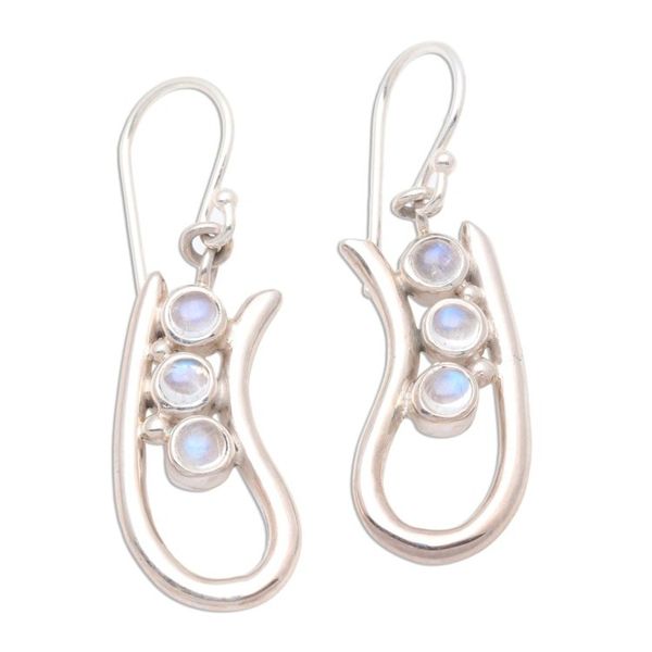 Alternate image for Rainbow Moonstone Sterling Silver Dangle Earrings Come Back
