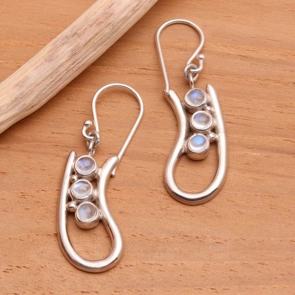 Alternate image for Rainbow Moonstone Sterling Silver Dangle Earrings Come Back