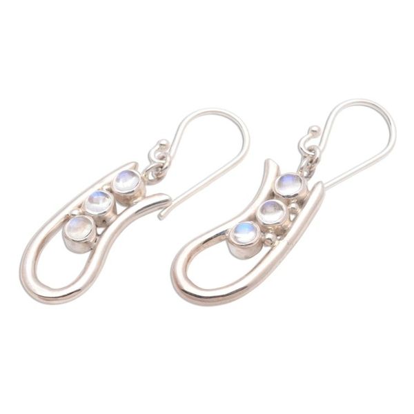 Alternate image for Rainbow Moonstone Sterling Silver Dangle Earrings Come Back
