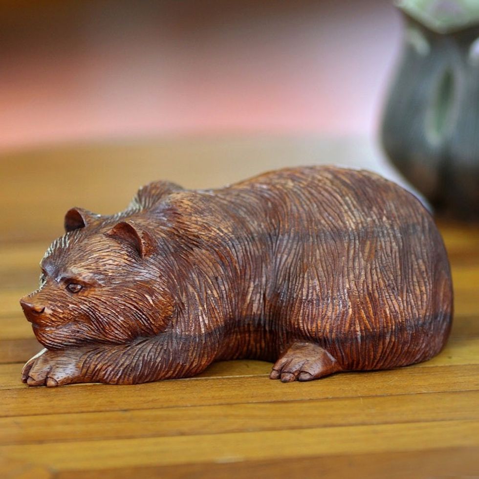 Hand Crafted Animal Sculpture 'Brown Bear'