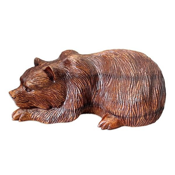 Alternate image for Hand Crafted Animal Sculpture Brown Bear