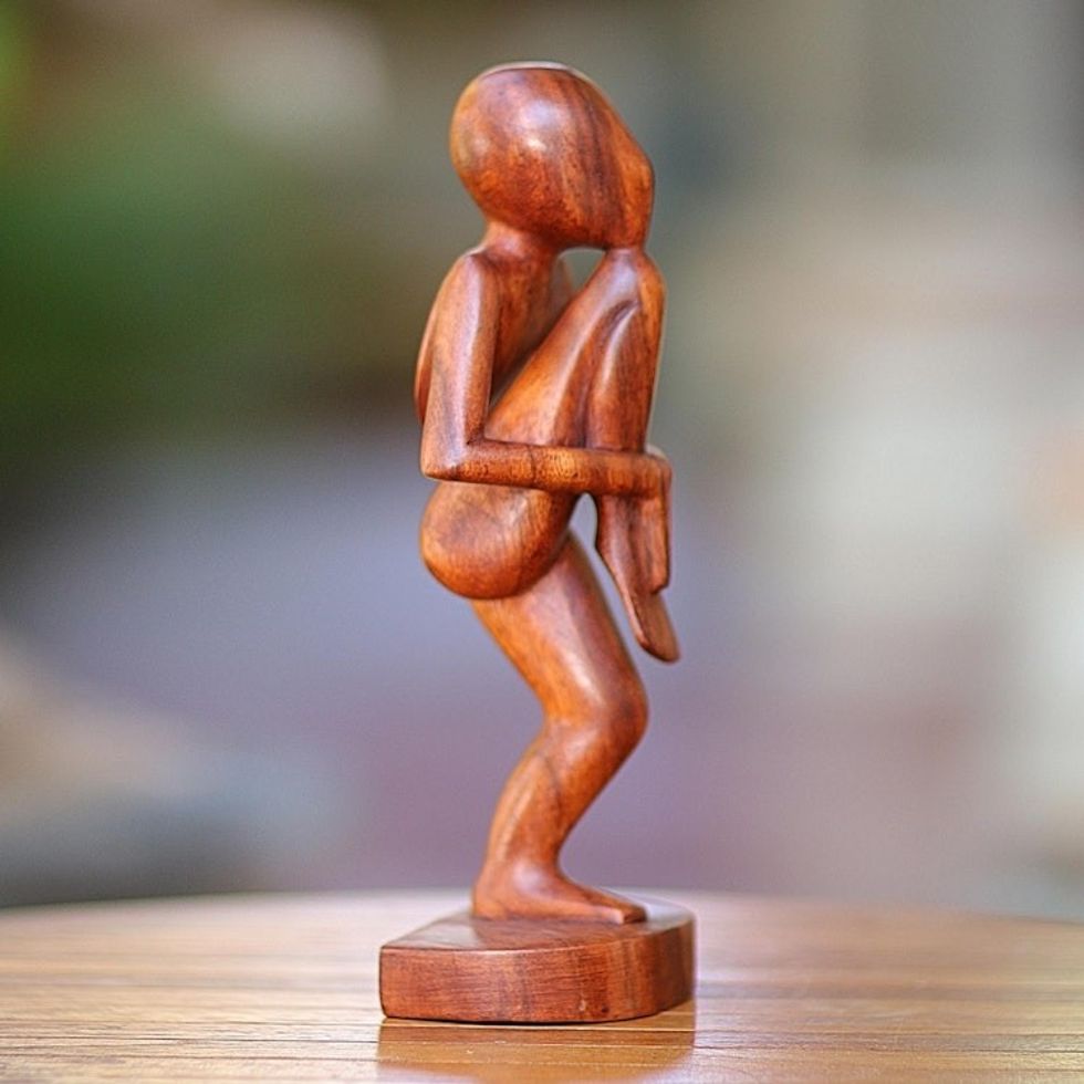 Handcrafted Wood Sculpture 'Single Prop Yoga'