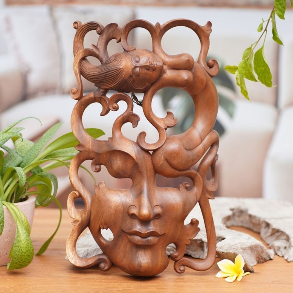 Modern Wood Mask from Indonesia 'Sensuous Dreams'