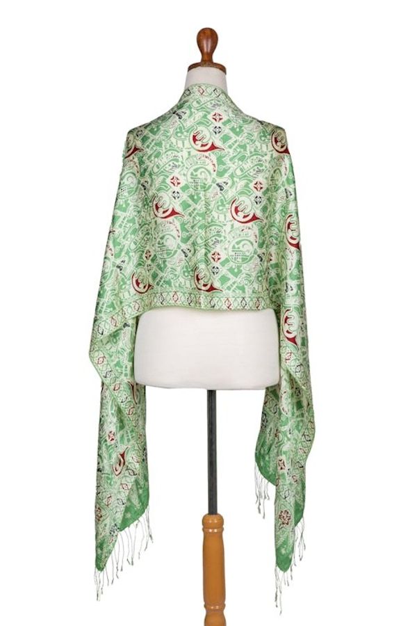 Alternate image for Handcrafted Indonesian Batik Silk Shawl Bogor Lady