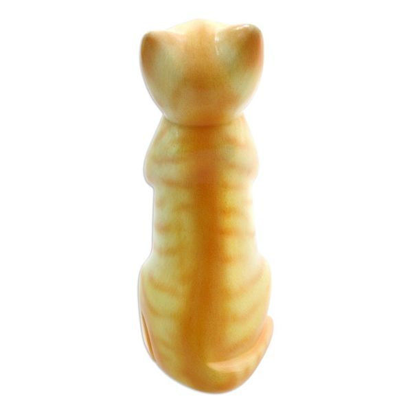 Alternate image for Wood sculpture Ginger Tabby Cat Wish