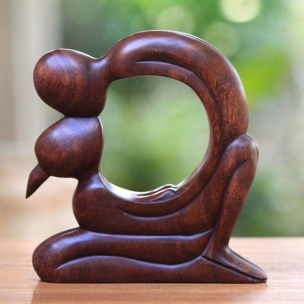 Romantic Wood Sculpture 'Loving Tenderness'
