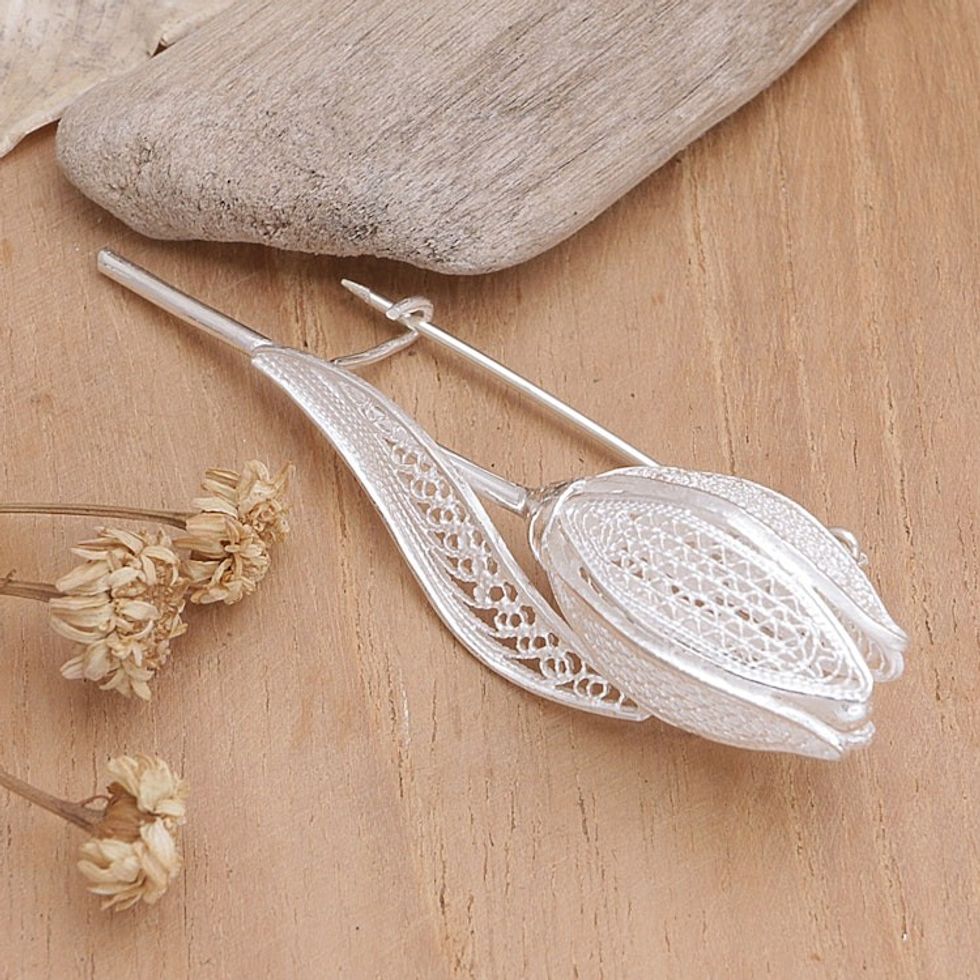 Sterling silver brooch pin 'Silver Tulip'