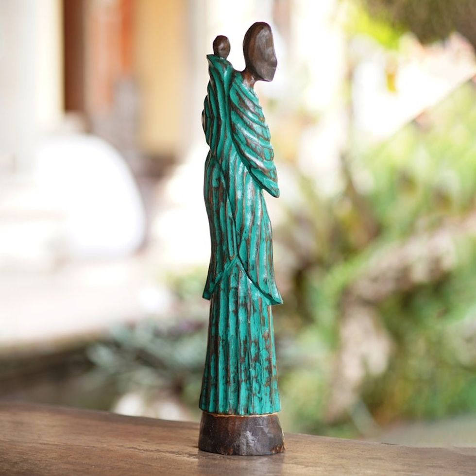 Handmade Wood Sculpture 'Love My Baby'