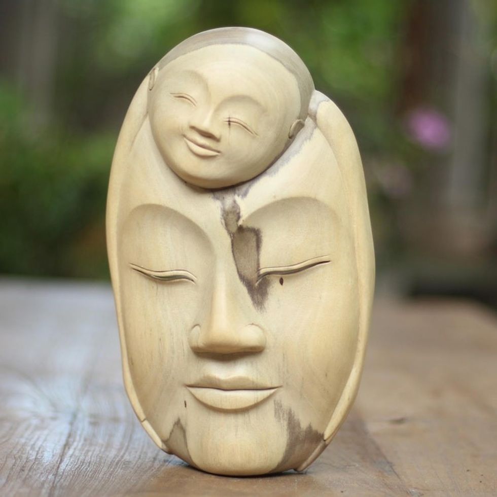 Modern Wood Mask from Indonesia 'Mother Love'