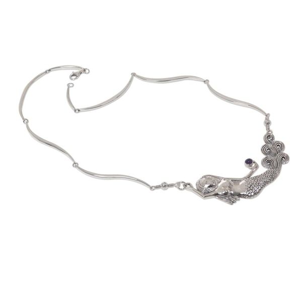 Alternate image for Amethyst Sterling Silver Pendant Necklace Mermaid Spell