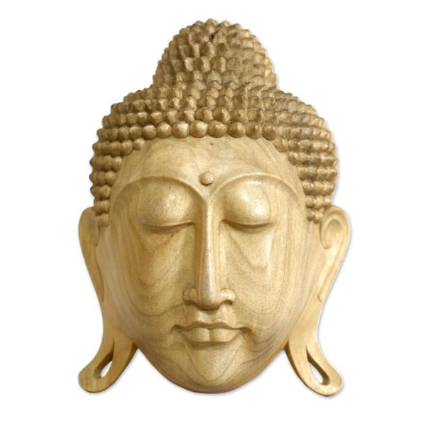 Alternate image for Balinese Hand Carved Wood Mask Depicting Buddha Buddhas Eternal Bliss