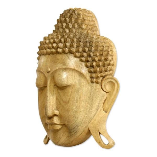 Alternate image for Balinese Hand Carved Wood Mask Depicting Buddha Buddhas Eternal Bliss