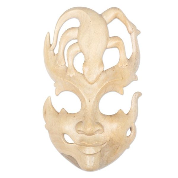 Alternate image for Handmade Wood Lizard Mask Gift of the Gecko