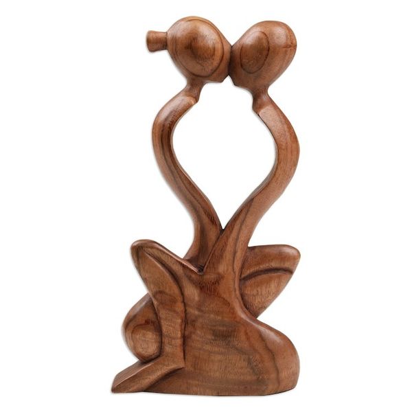 Alternate image for Romantic Wood Sculpture Endless Kiss