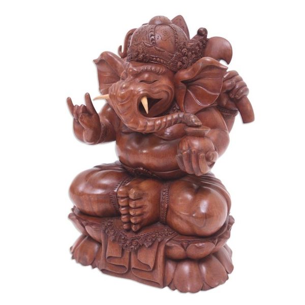 Alternate image for Wood statuette Ganesha Sacred Elephant-Man