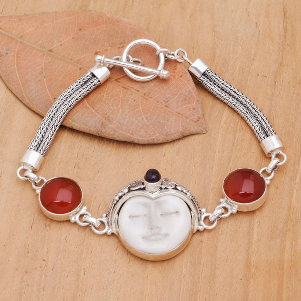 Carnelian Sterling Silver Link Bracelet 'Prince'