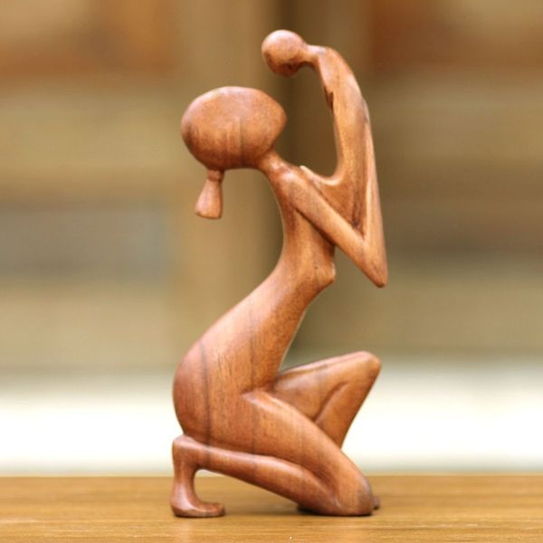 Alternate image for Hand Crafted Mother and Child Sculpture Moment of Tenderness