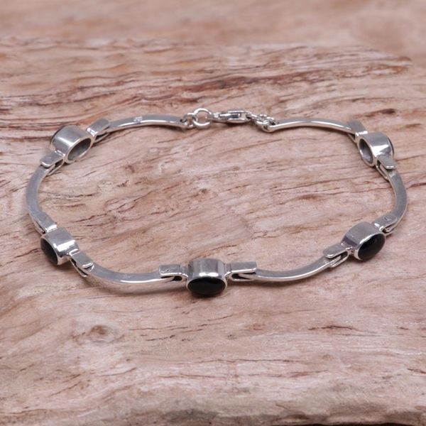 Alternate image for Sterling Silver Onyx Bracelet from Indonesia Black Rice Seeds