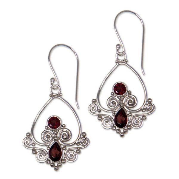 Alternate image for Heart Shaped Garnet Sterling Silver Earrings Heart in Love