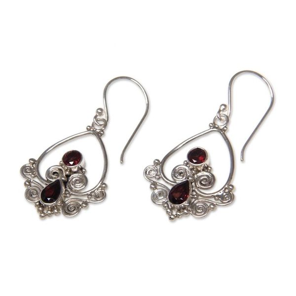 Alternate image for Heart Shaped Garnet Sterling Silver Earrings Heart in Love