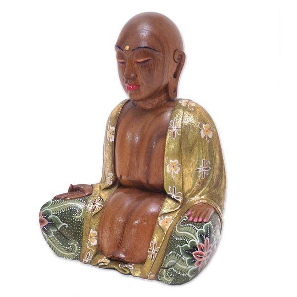 Alternate image for Handmade Suar Wood Sculpture Wise Buddha