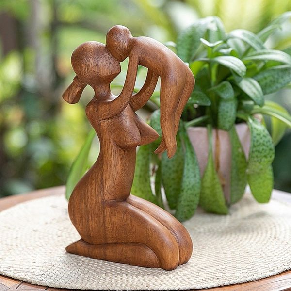 Alternate image for Suar Wood Family Sculpture Mothers Love