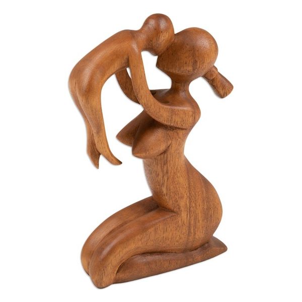 Alternate image for Suar Wood Family Sculpture Mothers Love