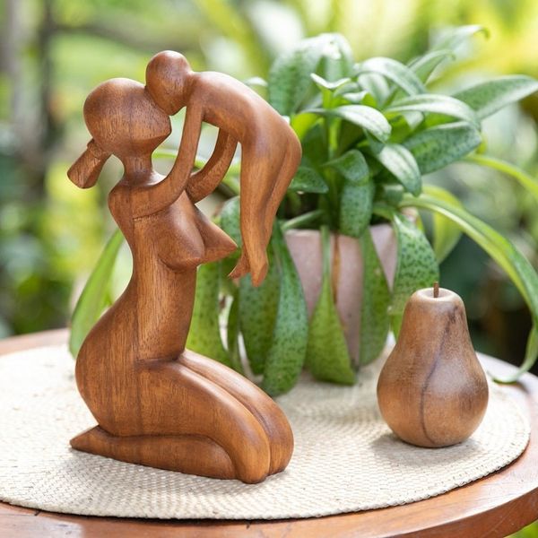 Alternate image for Suar Wood Family Sculpture Mothers Love