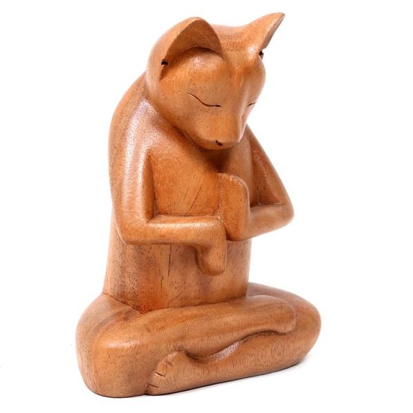 Alternate image for Wood sculpture Full Lotus Cat