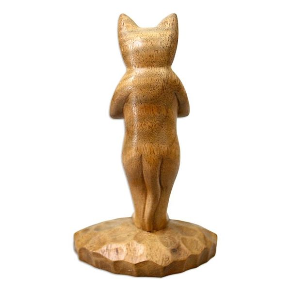 Alternate image for Hand Crafted Wood Sculpture Cat Gives Thanks