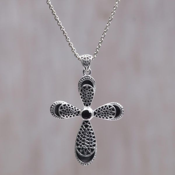 Alternate image for Garnet cross necklace Heavens Embrace