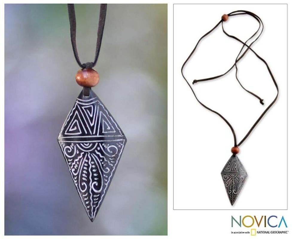 Handmade Bone Pendant Necklace 'Sunset'