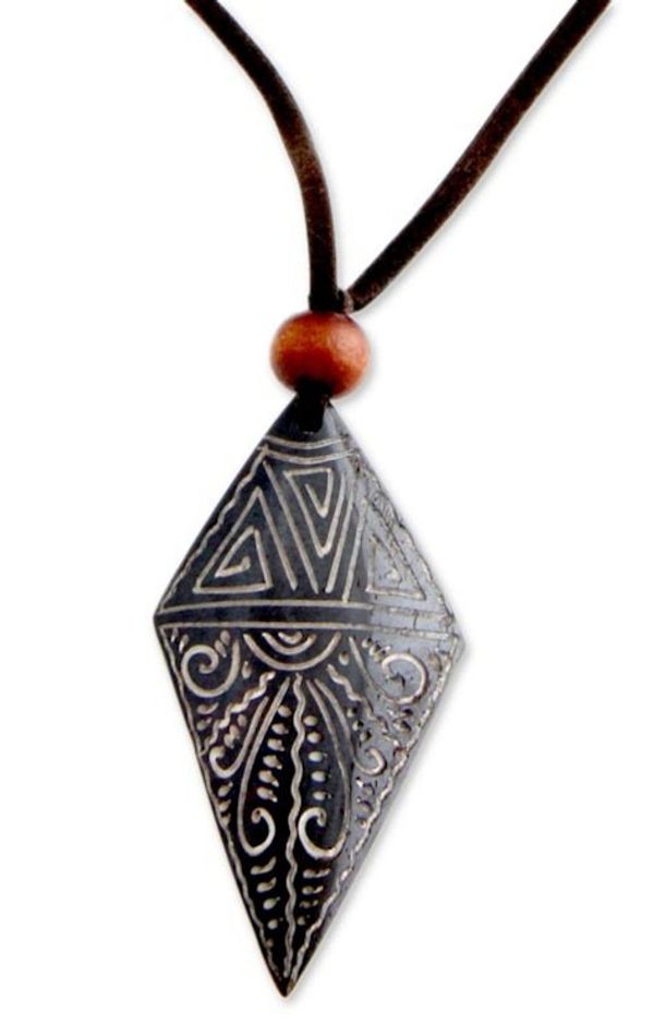 Alternate image for Handmade Bone Pendant Necklace Sunset