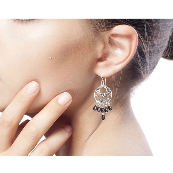 Alternate image for Pearl Sterling Silver Chandelier Earrings Dark Moonbeams