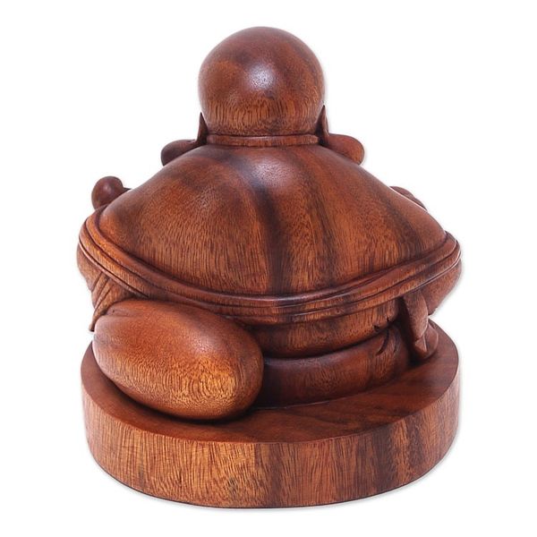 Alternate image for Original Wood Sculpture Jovial Buddha