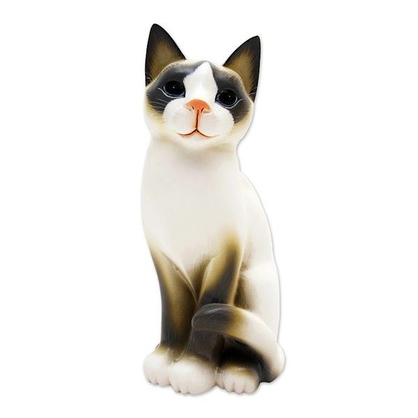 Alternate image for Wood statuette Blue Eyed Kitten