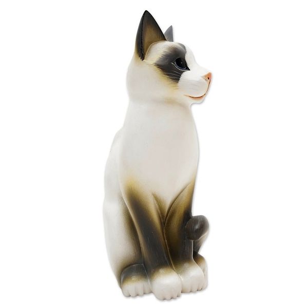 Alternate image for Wood statuette Blue Eyed Kitten