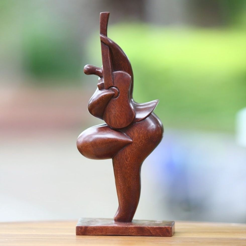 Hand Crafted Wood Sculpture 'Acoustic Melody'
