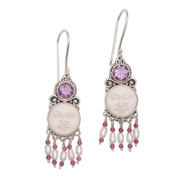Alternate image for Cultured Pearl and Amethyst Sterling Silver Earrings Dreams