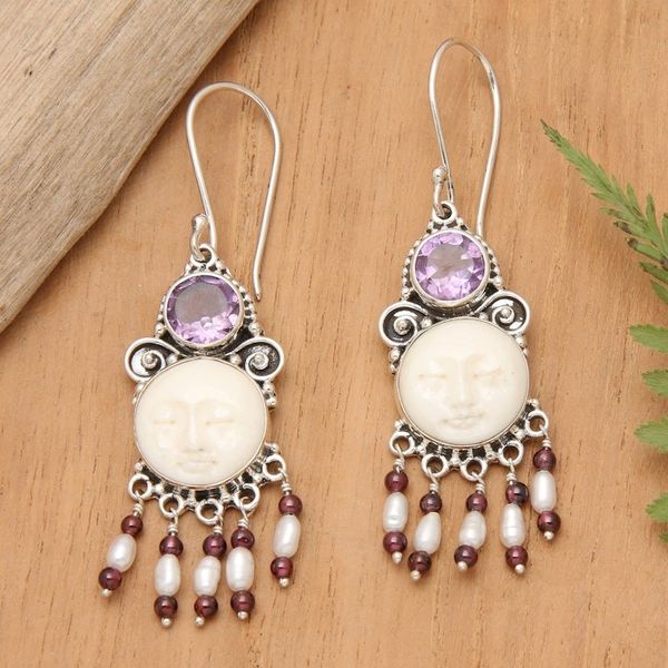 Alternate image for Cultured Pearl and Amethyst Sterling Silver Earrings Dreams