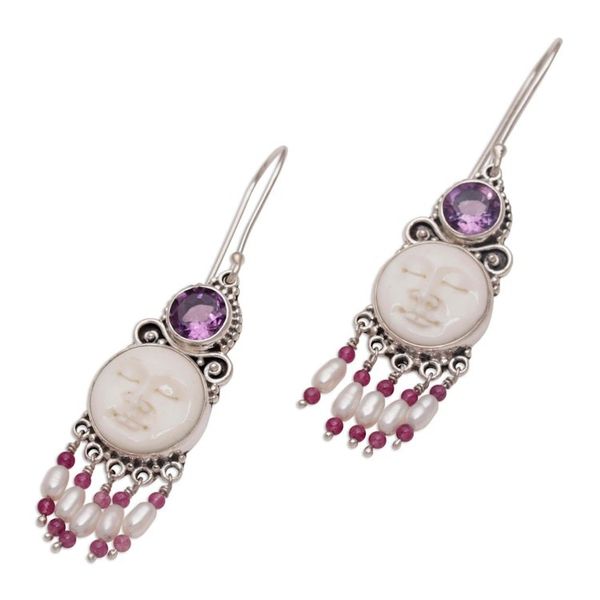 Alternate image for Cultured Pearl and Amethyst Sterling Silver Earrings Dreams